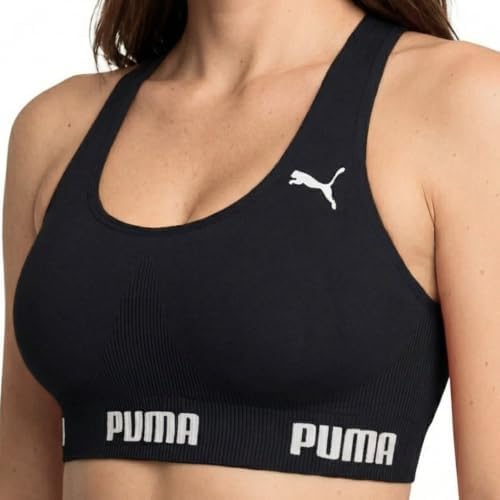PUMA Top Feminino Esportivo Poliamida Academia Nadador Sem Bojo Original, Preta, M
